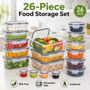 26-Pack Food Storage Containers with Lids - BPA Free, Microwave & Dishwasher Safe, Leakproof Meal Prep Boxes for Kitchen & Fridge Organizer