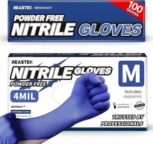 Beastek Nitrile Exam Gloves, 4.0 Mil 100 Pcs, Powder-Free Latex-Free Medical Cooking Food-Safe Disposable Gloves, Blue Violet