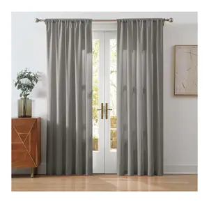 Cannon Solid Cotton Percale 50x96 Window Curtain Pair