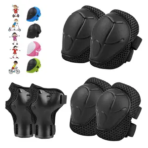 6PCS Kids Protective Gear Set, Knee Pads for Kids 3-10 Years Old, Toddler Elbow Pads, Wrist Guards, Skating Cycling Bike Rollerblading Scooter, Upgraded & Durable Material, Boys, Girls,Youth, Black