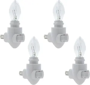 Plug in Night Light Module Includes 4 Watt Bulb, White Plastic, Great for Making Your Own DIY Decorative Night Lights, Pack of 4