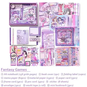 Cute Kawaii Scrapbook Kit Set – Cat, Capybara, Fantasy Anime & Panda Journaling Supplies (4 Styles)