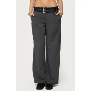 Edikted Women's Andy Double Belt Straight Leg Tailored Pants
