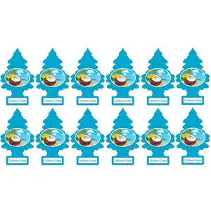 LITTLE TREES Car Air Freshener | Hanging Paper Tree for Home or Car | Caribbean Colada | 12 Pac