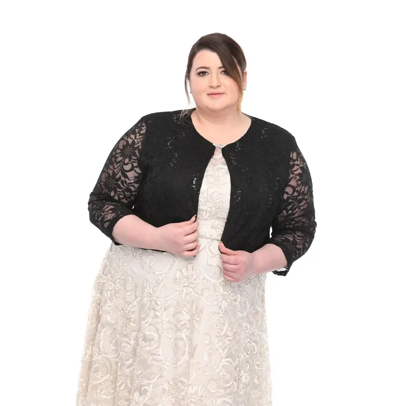 SleekTrends Plus Size Women Elbow Sleeve Sequin Lace Bolero Jacket - Dressy  Shrug - TikTok Shop
