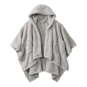 Talakeno Wearable Blanket Sherpa Poncho Office Work Warm Cozy Shawl Blanket,Plush Cape Wrap for Adults