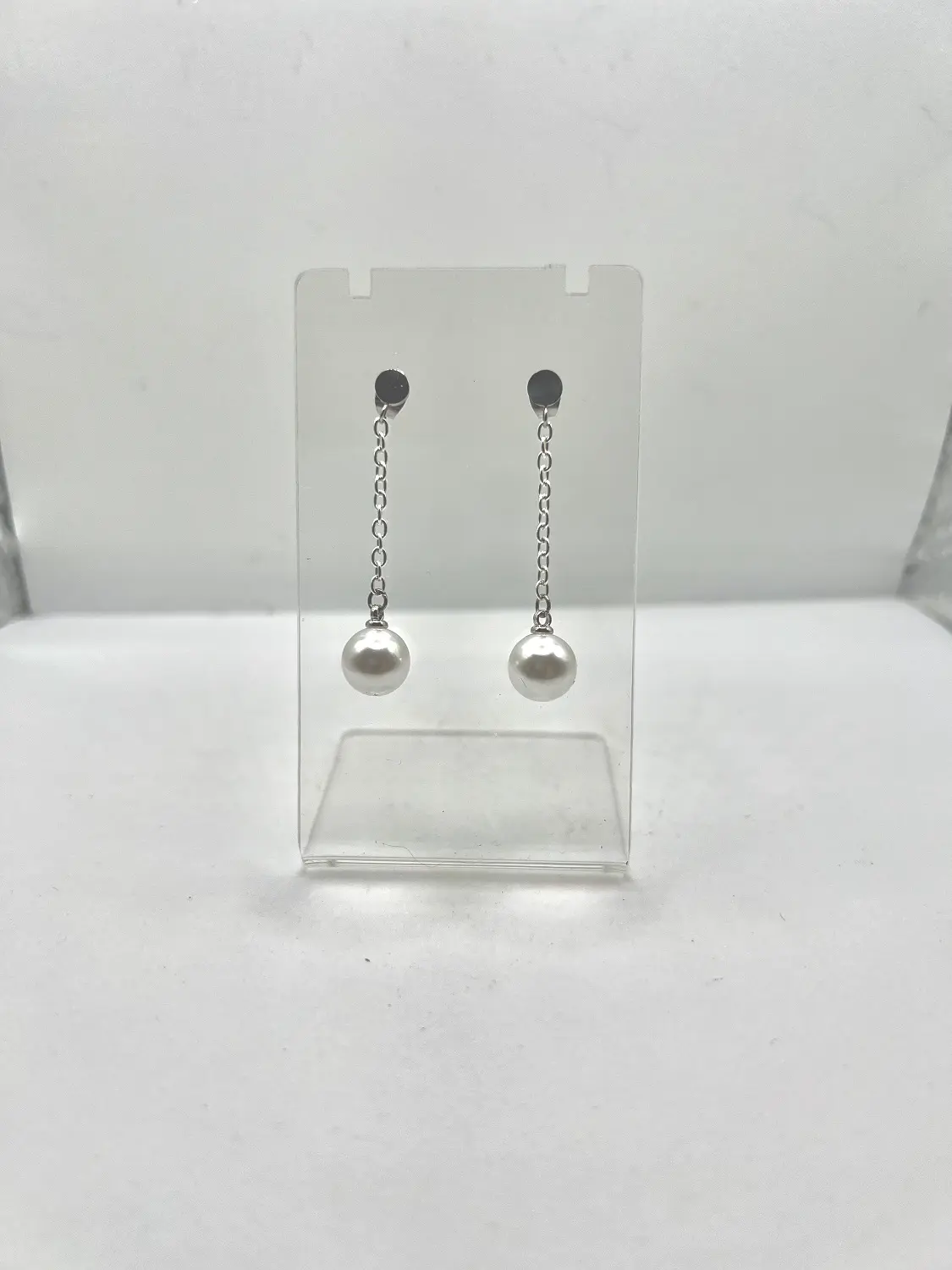 White Pearl Bead Stud Earrings by JW Fashion Jewelry