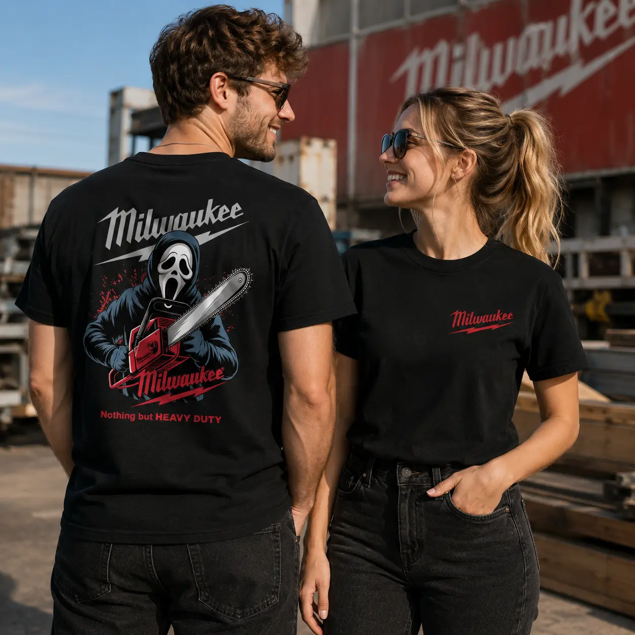 Milwaukee "Heavyweight" Graphic T-shirt - Movie Chainsaw Design T-shirt Casual Apparel