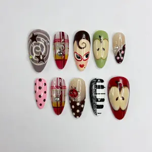 Retro Pop Art Press On Nails | Apple, Ladybug, Polka Dot, Vintage Girl