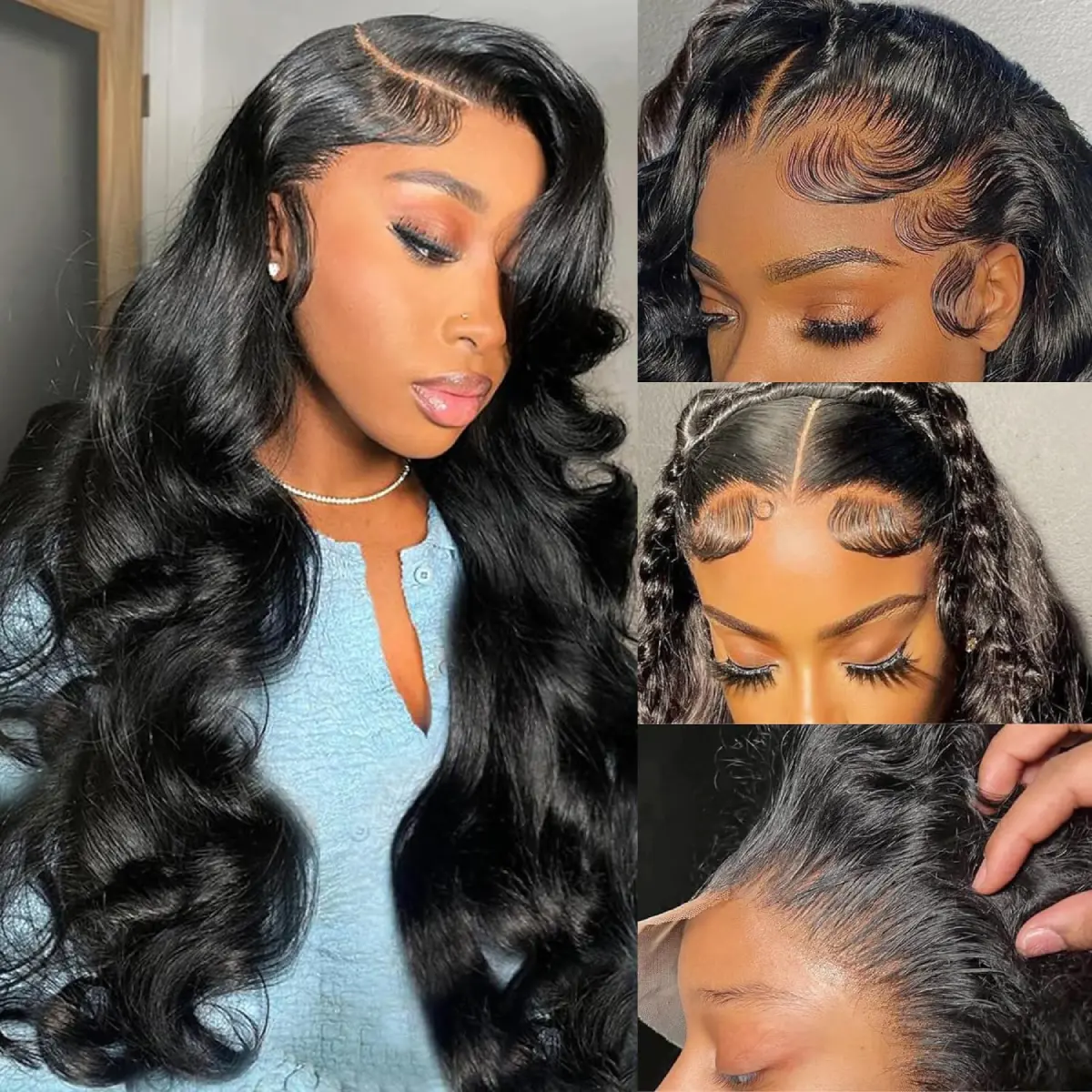 4x4 Body Wave Lace Front Wigs Human Hair Pre Plucked 180% Density 18-28 Inch Human Hair Wigs Brazilian Virgin Frontal 4x4 Glueless Lace Closure Wig Human Hair Beginner Best Choice Affordable Wigs For Women