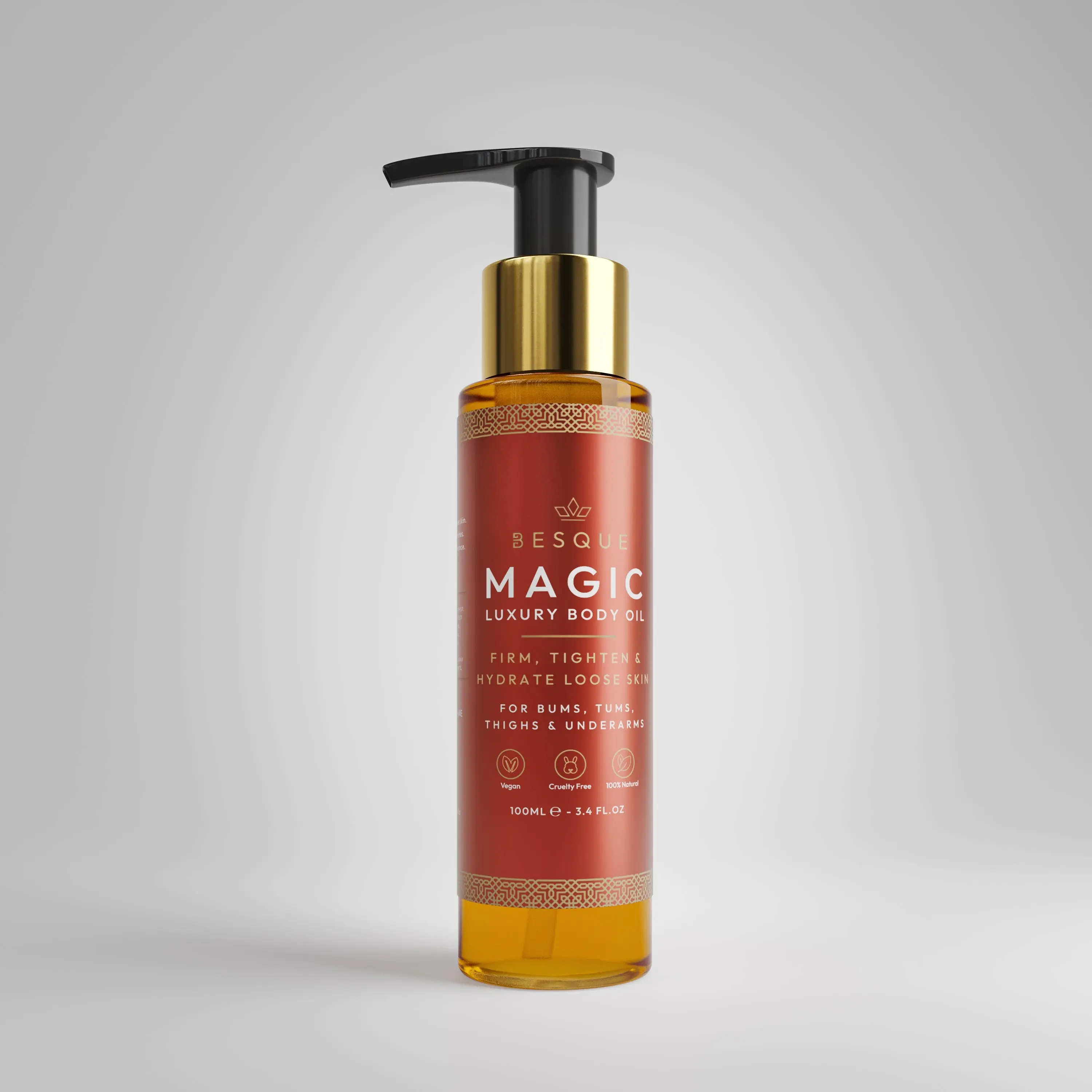 Besque Magic Body Oil for Women, 7 Cold-Pressed Botanical Oils for Hydrating & Smoother-Looking Skin, 3.4 fl oz / 100 mL