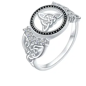 Celtic Trinity Knot Zircon Ring for Men and Women Meaningful Protection Jewelry Gift