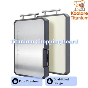 Koalare Pure Titanium Cutting Board, Rectangular Kitchen Chopping Board with Dual-Sided Design, Cutting Tool Protection, Sharpening Tool, Graduated Lines and Grinding Area
