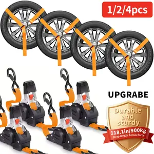 The upgraded heavy-duty cargo tie-down tool, the ratchet strap, features a click-to-stop segmented rope retraction function, with a 118.1-inch strap and a 900-kilogram tensile strength, suitable for motorcycles, trucks, and roof cargo