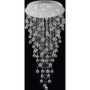 CWI Lighting Rain Drop 9 Light 24 inch Chrome Flush Mount Ceiling Light 6601C24C(H:35)
