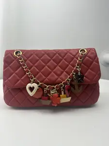 Pre-owned CHANEL lambskin Crossbody Bags classic flap bag(10''x3''x7.5'')valentine's day limited edition