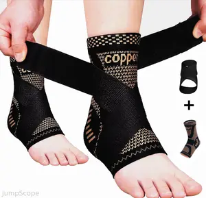 Copper Infused Ankle Brace – Strong, Anti-Injury, Compression-Type, Adjustable Protective Gear for Men, Breathable Knit Sleeve with Strap for Sports Sprain Recovery, Strong Protective Gear
