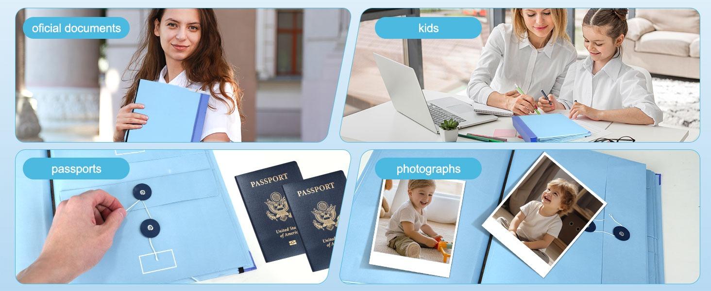 Important Document Organizer - Passport & Birth Certificate Storage, Manila Pocket Accordion Folder for Home & Office File Organization, Durable & Expandable Design