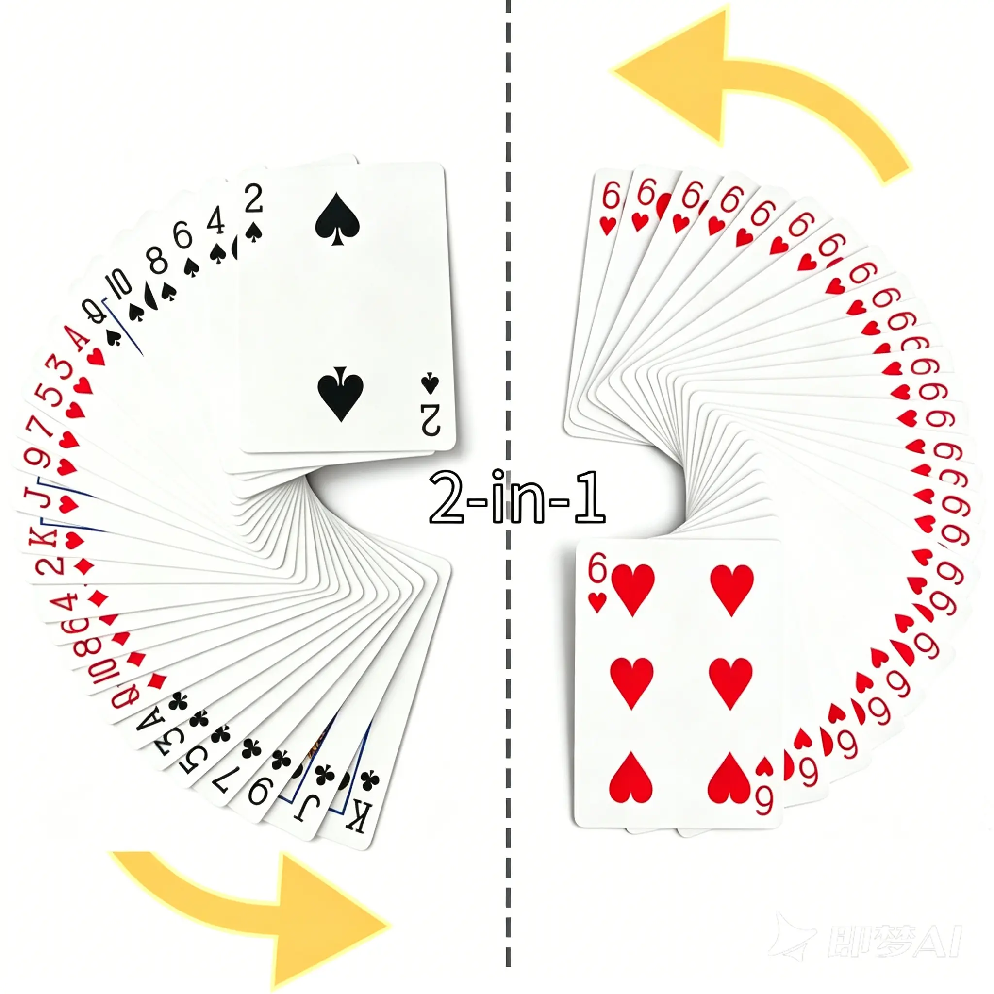 playing cards magic performance 2-in-1 Transforming Magic Trick Playing Cards Magic props （Includes instructional videos）