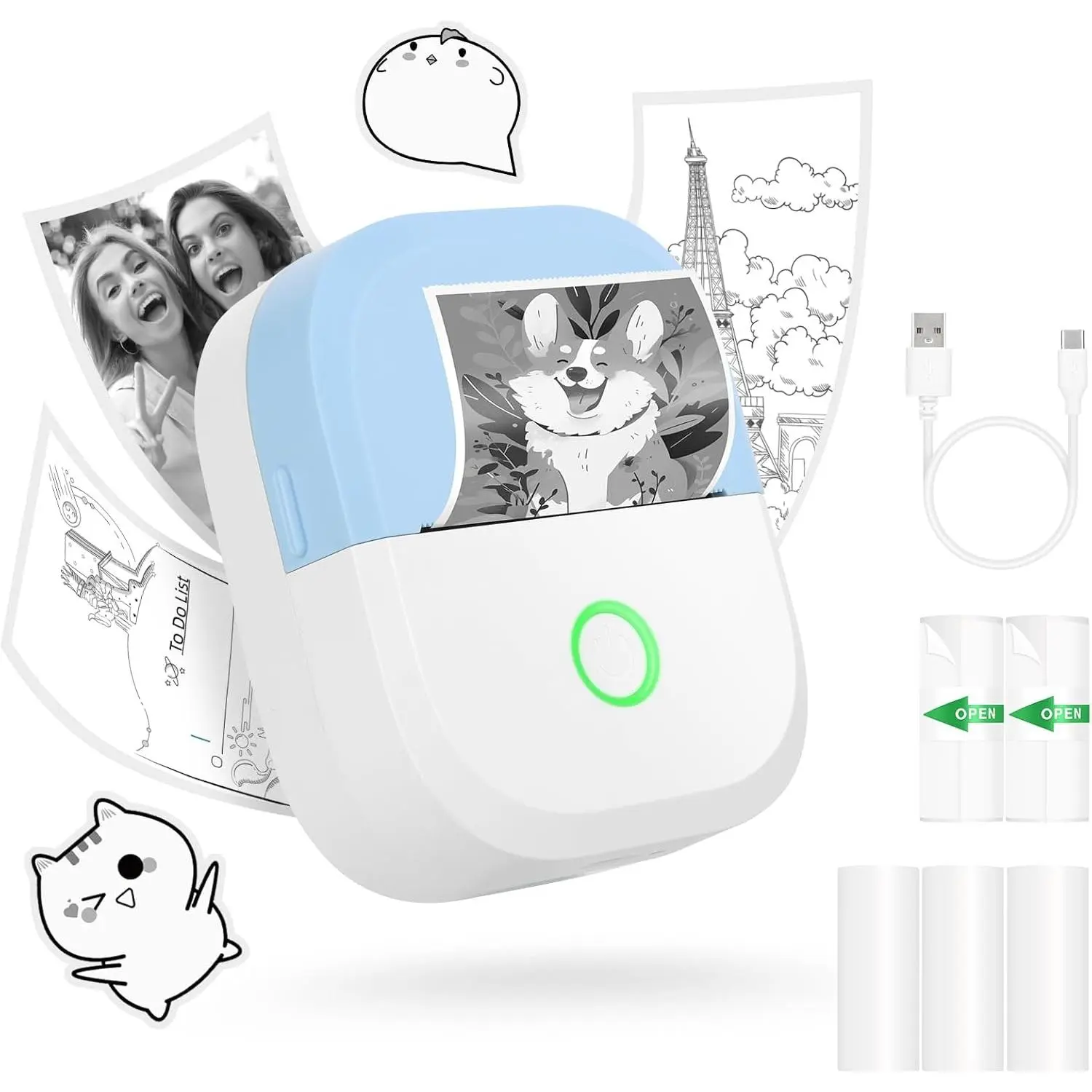Mini Sticker Printer Portable Thermal Inkless Phone Printer with AI ...
