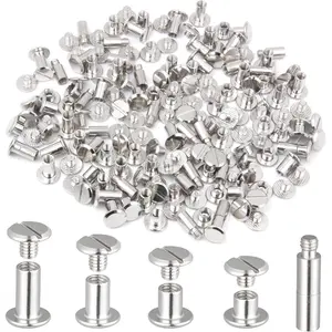 100 Pack Chicago Screws and Extention Posts for Binding Extending Scrapbook Photo Album Refill Pages Compatible with Pioneer Photo Albums (M5 x 4/6/8/10mm Book Screws)