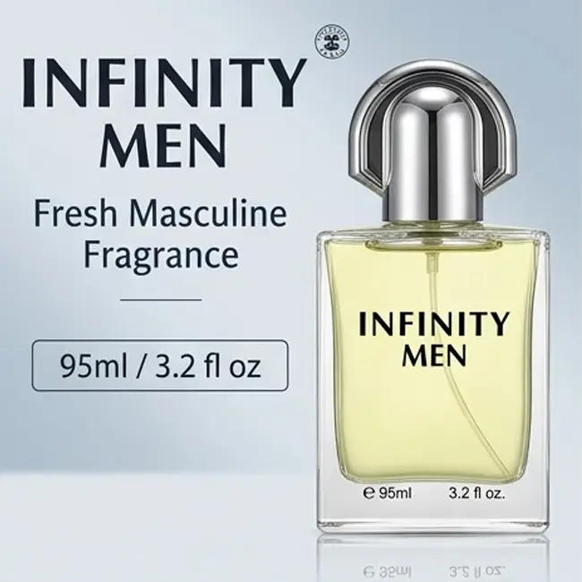 INFINITY MEN Eau de Toilette for Men 95ml | Fresh Citrus Woody Scent | Long-lasting, Refreshing, and Non-Cloying | Premium Clear Bottle in Gift Box | Perfect for the Office, Commuting, and Dates | A Great Holiday Gift for Your Boyfriend or Husband