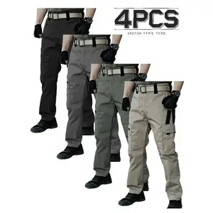 4pcs Men'S Lightweight Work Pants - Durable, Breathable, Quick-drying With Multiple Pockets, Suitable For Outdoor Adventure, , All-season Pants Straight leg pants Resistant Outdoor Wear, Hiking Pants Casual Cargo Beige wear-resist
