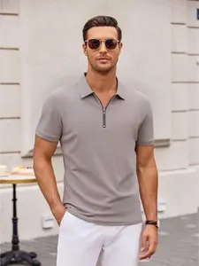 This new style of men's polo shirt is simple, neat, trendy, Fitted, with a half-zip and lapel design, classic, fabric comfortable and skin-friendly, suitable for daily commuting and casual gatherings