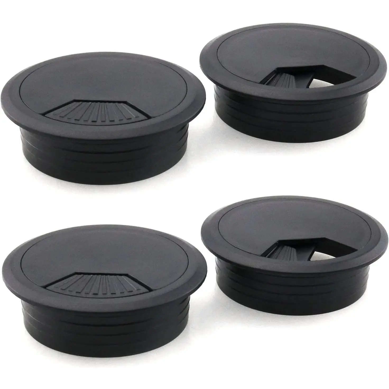 4 count Office PC Desk  Cord Wire Organizer Black Desk Grommet Adjustable Cord Cover 2 Inch  Grommets Hole Cover