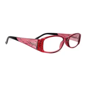Ivy, (Bling) Reading for Women Adorned W (L. Siam)   +1.50..+3 Magnifying Reader, Clear Translucent (Red) NY Fifth Avenue.