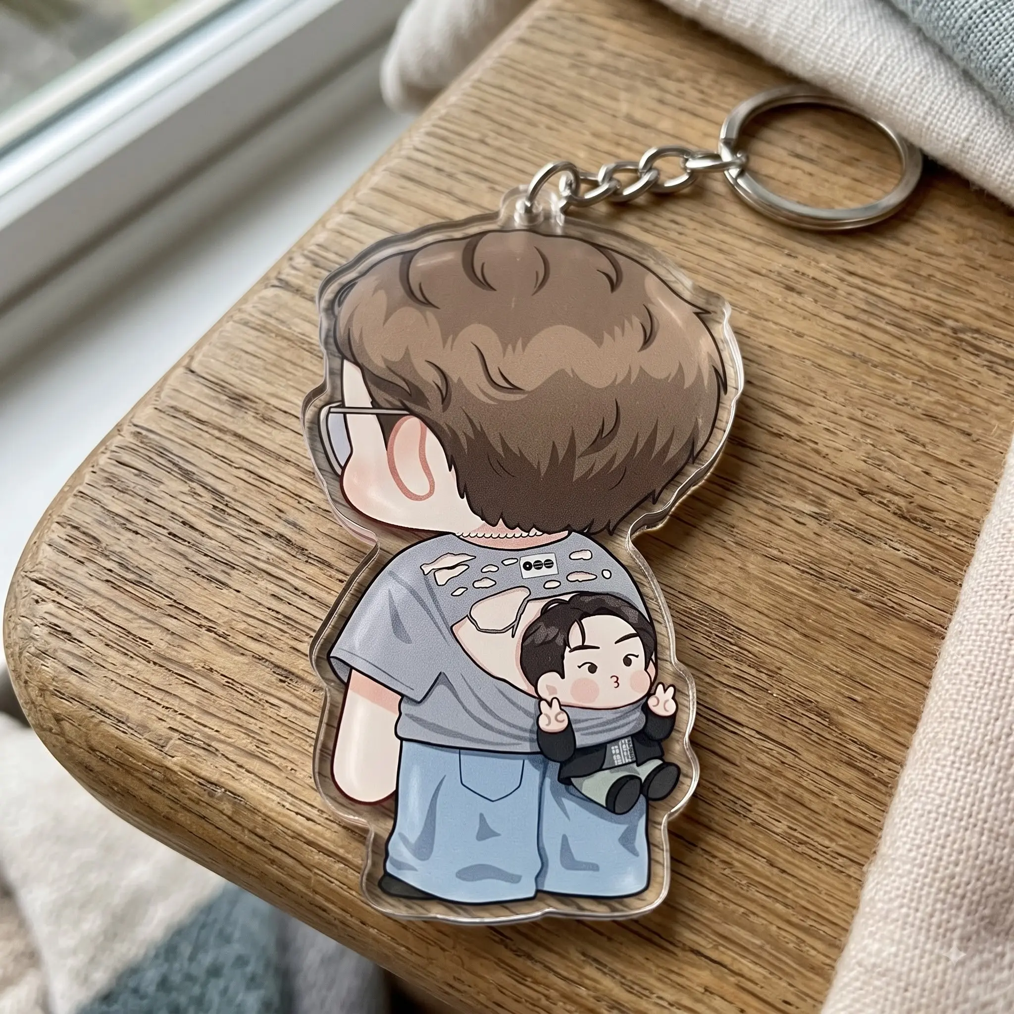 [KeyChain] Funny Jin Keychain, Layered Acrylic Keychain, K-pop Style Accessory