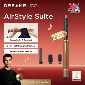 【Super Brand Day】DREAME AirStyle Suite Hair Styler & High-Speed Dryer, 110,000 RPM Motor, 3 Essential Snap-On Attachments for Curling, Volumizing & Fast Dry, Frizz Control, Cool Shot, Luxury Leather Travel Bag,father'sdaygifts,summerhairstyles