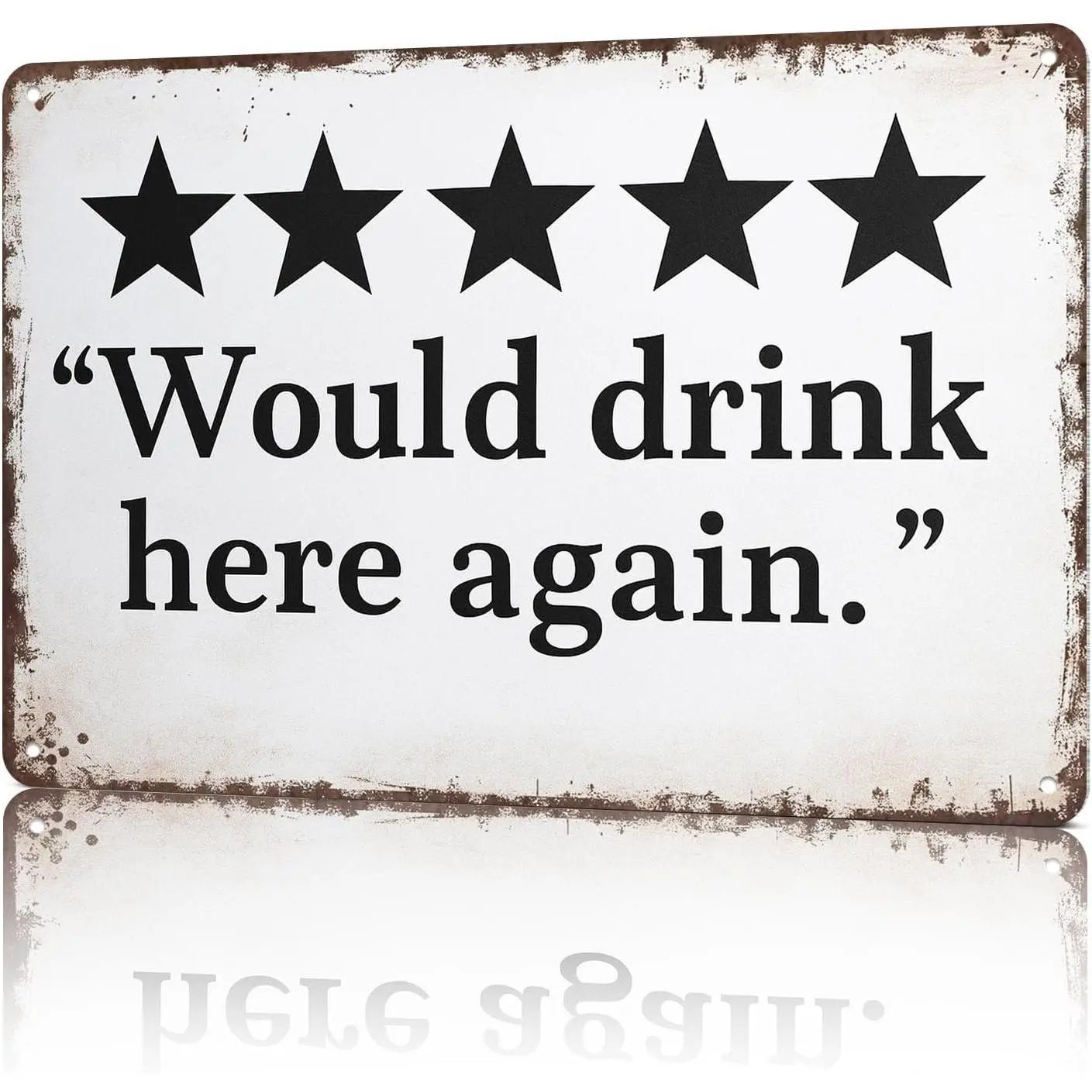Funny 'Would Drink Here Again' Metal Bar Sign, Vintage Retro Man Cave ...