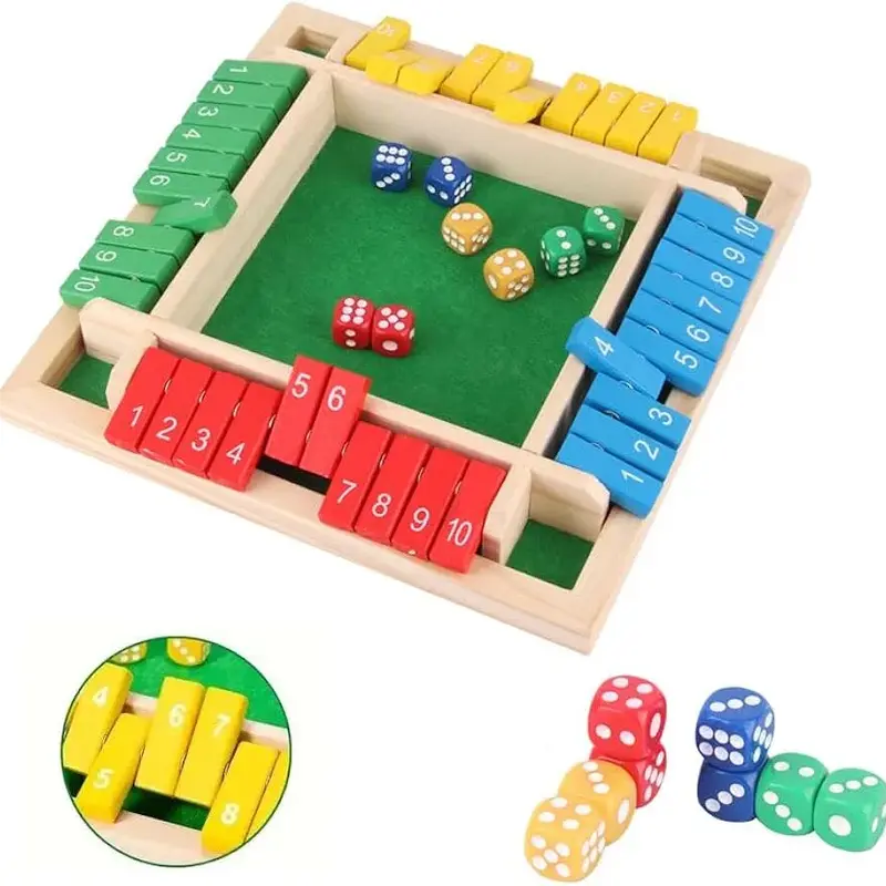 Wooden 4-Player Color-Coded Number Block Board Game Set - Color Block, Counting Features, Storage Included, Cognitive Bonding Time Toy, Birthday Gift for Kids, Indoor Strategy Learning Fun