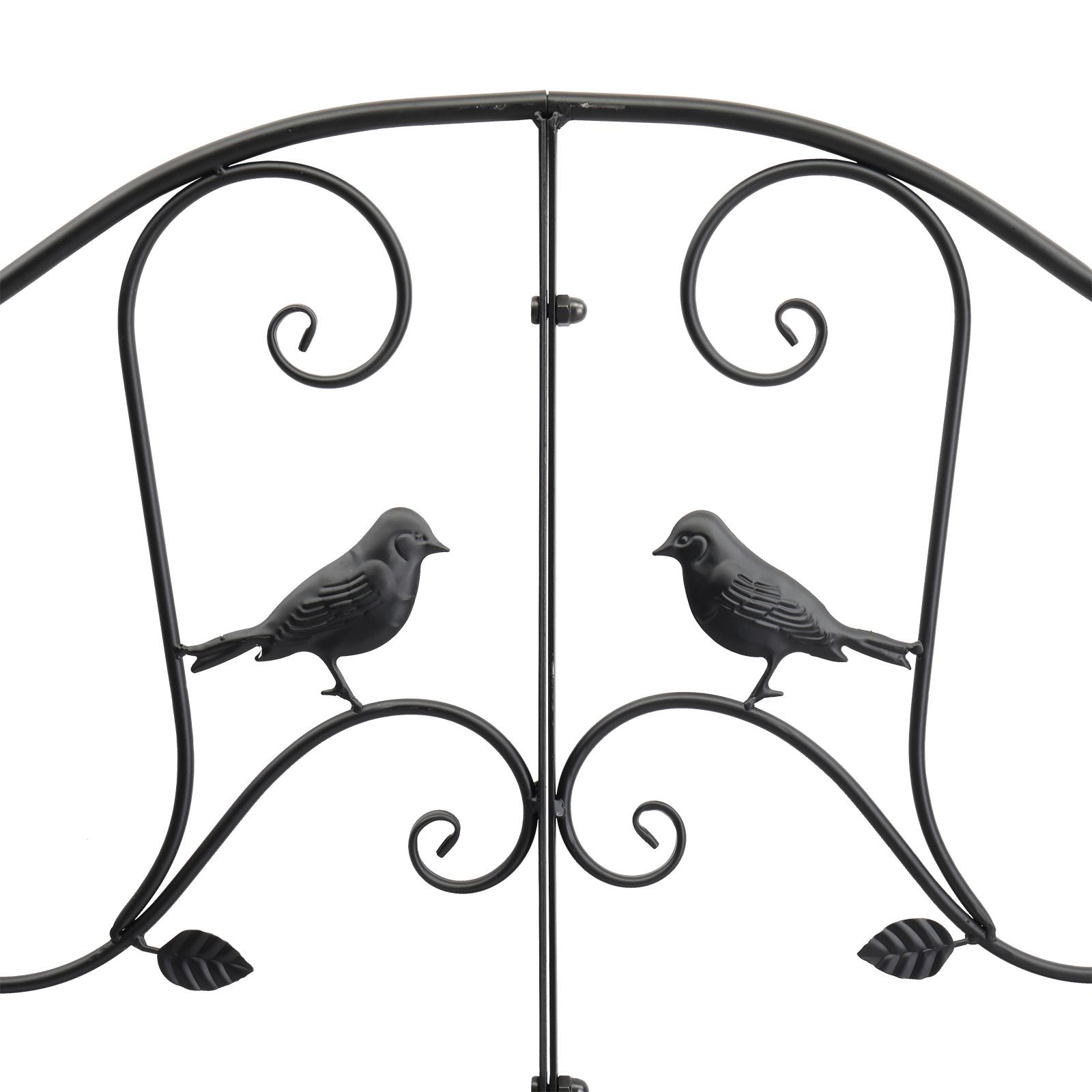 119*67*71cm Courtyard With Bird Pattern Arched Handrail Courtyard Iron Bridge Black
