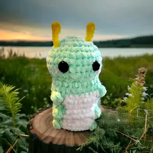 Hand Crocheted Little Happy Caterpillar Plushie