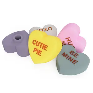 Valentine Conversation Hearts Doorstop Covers - 5-Pack Silicone Rubber Decorative Tips - Sweet Replacement Tips for Traditional Door Stops