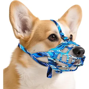Dog Muzzle to Prevent Biting Basket Muzzles for Large Medium Small Dogs Allows Panting Drinking Anti Chewing Perfect for Grooming Trimming Training and Aggressive Reactive Dogs (Blue, Size 3)