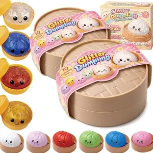 Glitter Dumpling Squishy - Random Dumpling Squishy Mystery Box, 10 Colors Dumplings Squishy Toy, More Surprises Random-2pc