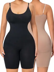 GOLD CARP Women's High Waist Tummy Control Seamless Shapewear Bodysuit - Scoop Neck Fitted Tank Top, Spaghetti Strap, Thigh Slimmers, Essential Thermal Compression Underwear