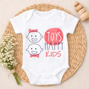 Cotton Baby Bodysuit 100% Pure Cotton Non-Irritating Snap Closure Breathable Cute Print Ideal For Daily Wear