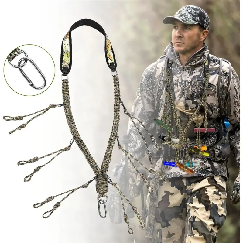 Christmas & Birthday Hunting Gift for Hunters, Multifunctional Camo Duck Call Lanyard with 12 Loops, Durable Outdoor Gear