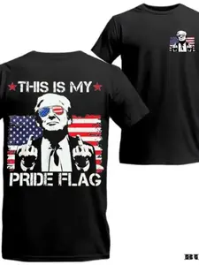 Men's Casual Loose Fit Short Sleeve Shirt, American Flag Print, Breathable Fabric, Spring & Fall Fashion, Essential Clothing