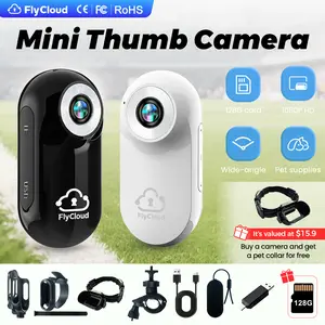 flycloud A100 128GB 1080P HD Compact Wearable Mini Thumb Camera 1080P HD Magnetic Design with Screen TF Card Complete Kit for Outdoor Sports Cycling Hiking Vlog Pet POV Parent-Child Moments Daily Life Recording World Cup 2026