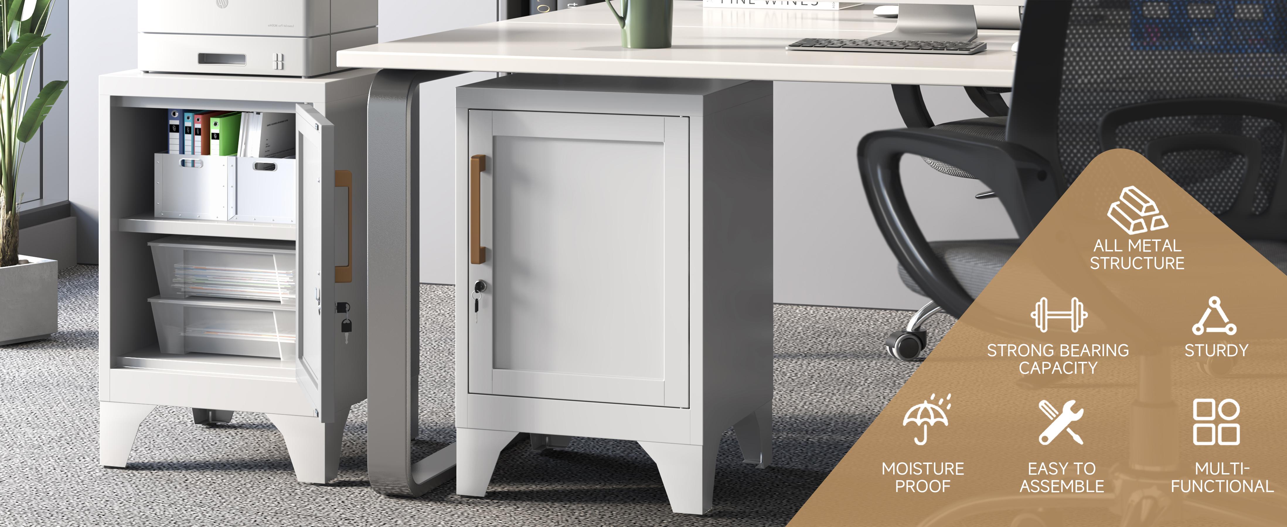 LONGLINK Lockable All Steel Storage Cabinet 23.6" - Adjustable Storage Cabinets, Compact Space-Saving, Configurable, Easy-Install, Detachable Legs, Adjustable Shelf, Vintage Handle, 50lbs Per Shelf, Non-Woven Fabric Cover Drawers, All Steel Cabinets