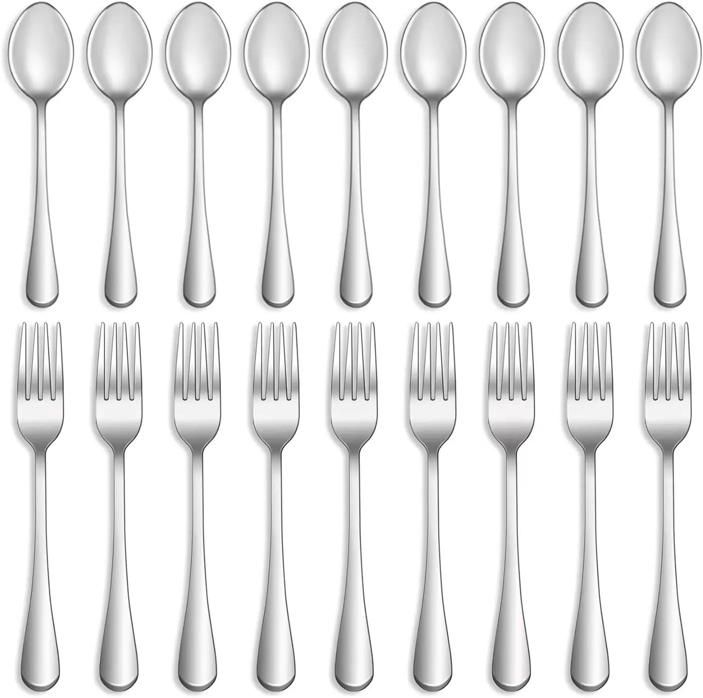 16 Pcs Forks and Spoons Silverware Set,Food Grade Stainless Steel Flatware Cutlery Set for Home,Kitchen and Restaurant,Mirror Polished,Dishwasher Safe - 8 Dinner Fork(8 Inch) and 8 Teaspoon(6.5 Inch) MUTNITT