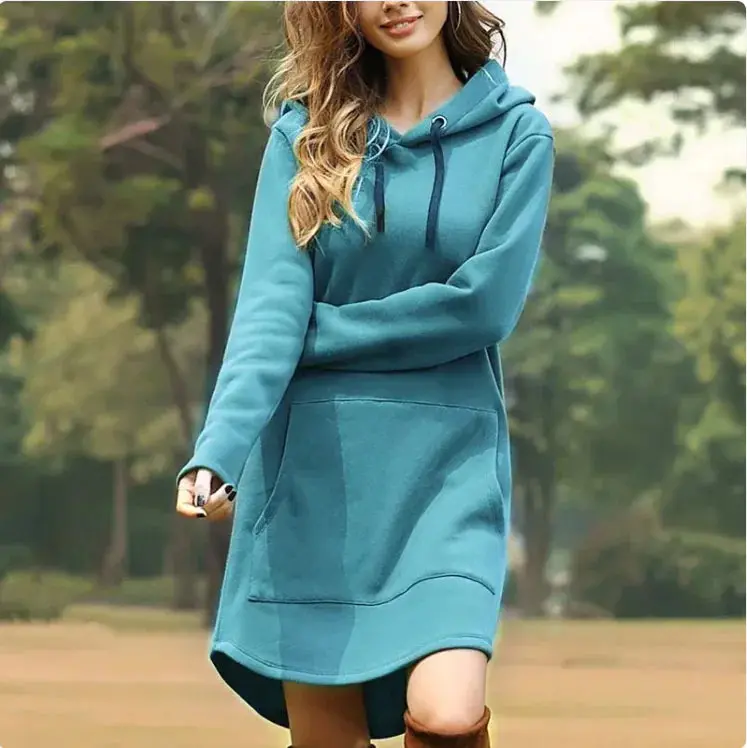 Women's Hooded Sweatshirt Dress with Pockets - TikTok Shop