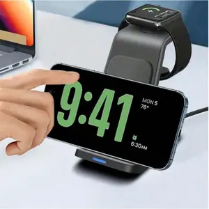 3-in-1 15W Wireless Charging Station | For Apple Phones/Watches/Earbuds | Fits iPhone 16-8 Series | Office/Dorm/Home