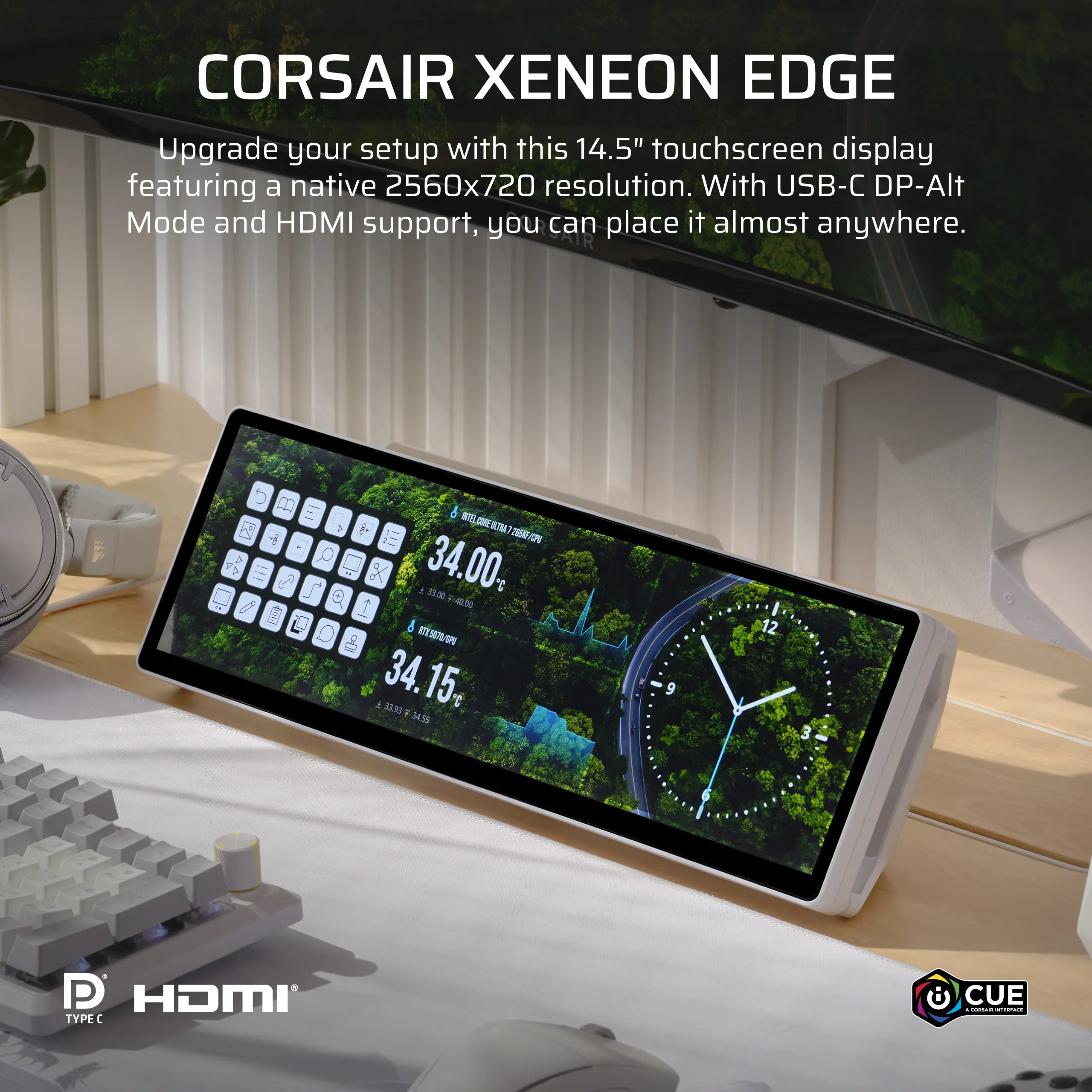 CORSAIR XENEON EDGE 14.5 inch LCD Touchscreen - White - TikTok Shop