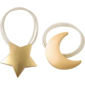 Tiebacks, 2 Pack Tiebacks Moon and Star tie Back holdbacks Clips tie Backs Holder for Window Draperies Hold Curtains Drape